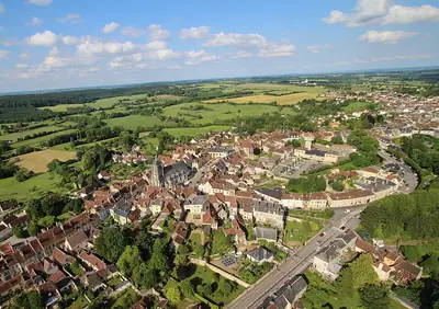 Aerial view of the historic town of Bellême