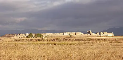 De archeologische site Calatrava la Vieja gezien vanuit het zuiden