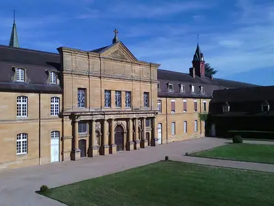 The church façade of Sept-Fons Abbey