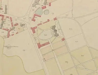 Extracto del catastro de 1830 con el antiguo y el nuevo castillo de Heuqueville