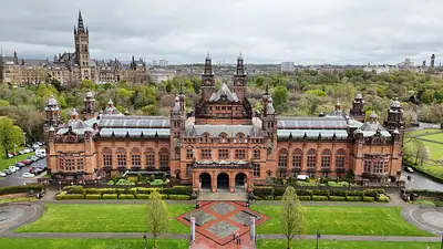 Aerial view of Kelvingrove Art Gallery and Museum in Glasgow