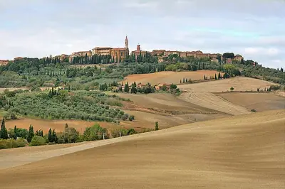 Ein Blick auf Pienza im Val d’Orcia