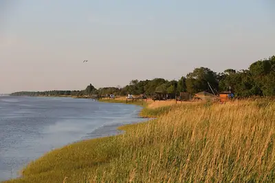 Carrelet fishing huts on the Gironde estuary at Pauillac