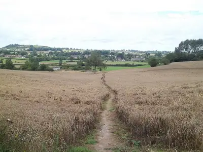 Vue vers Lower Brailes à travers la campagne du Warwickshire